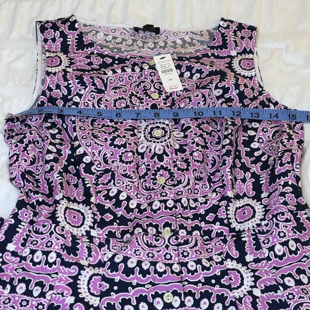 Talbots Poplin Fit & Flare sleeveless shirt dress with pockets - size 4P - NWT - Picture 6 of 13